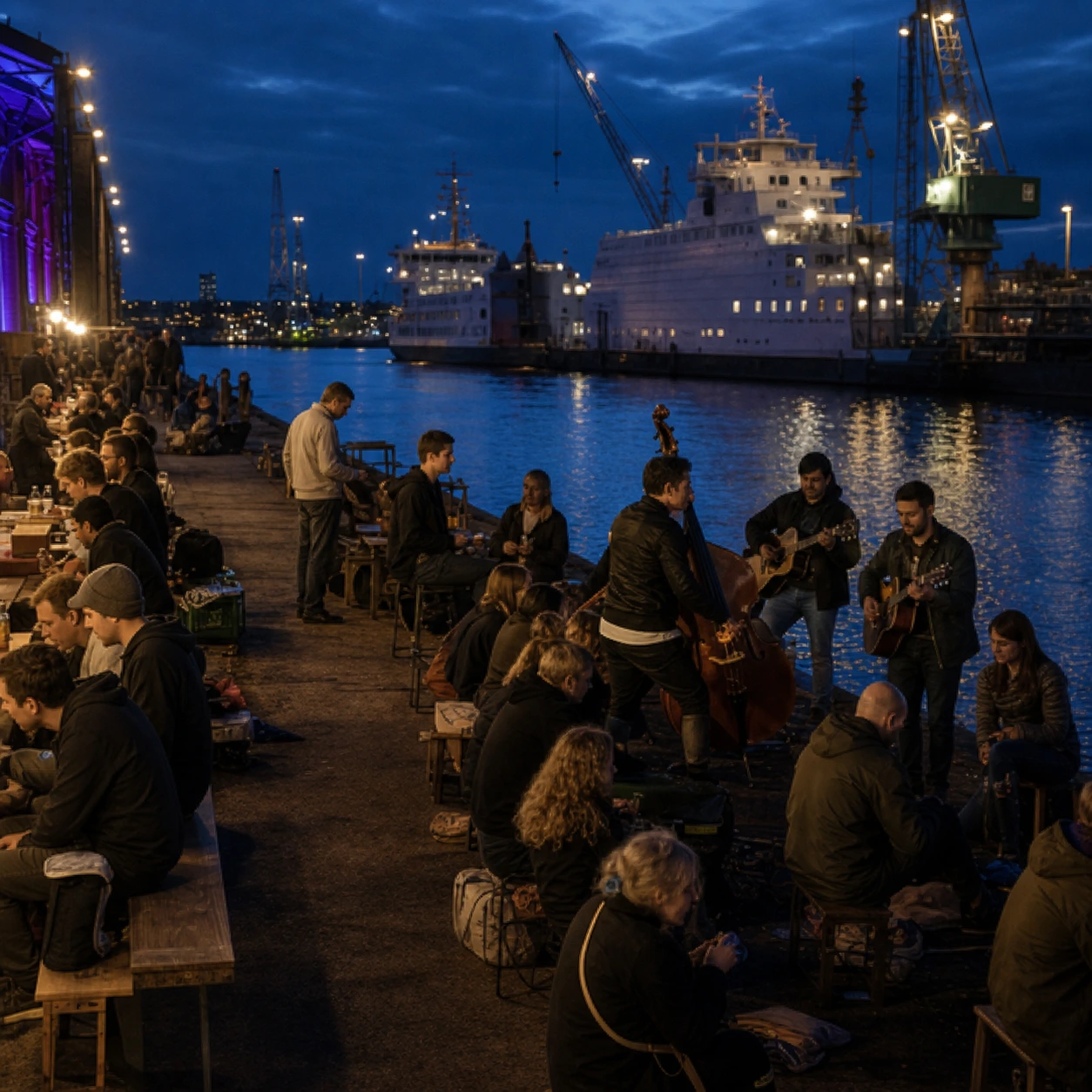 Abendprogramm am Kieler Hafen